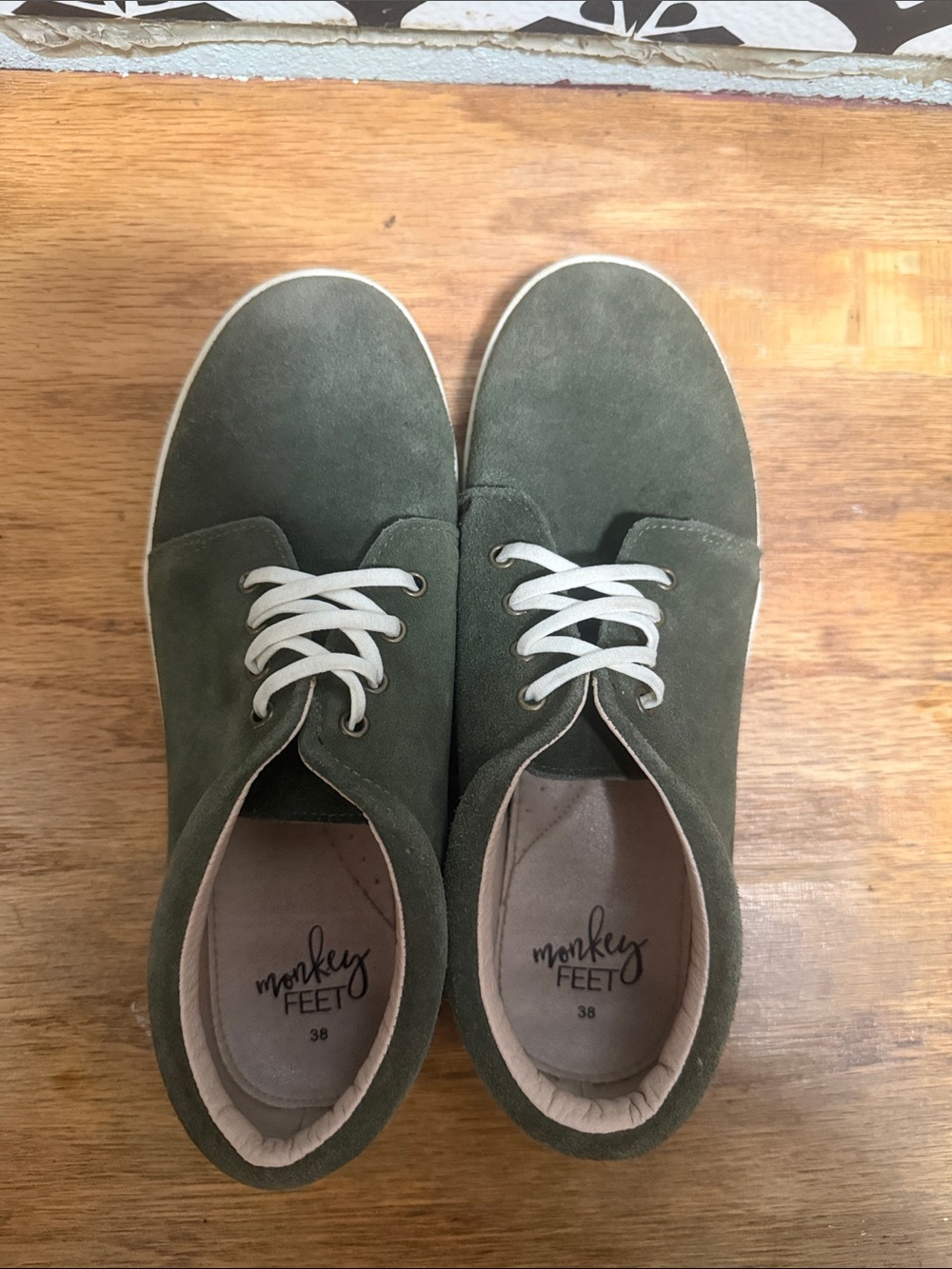 Monkey Feet Olive Green Suede Lace-Up Sneakers
